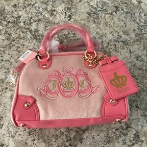 Juicy Couture Elegant Pink Satchel with Crown Accents
